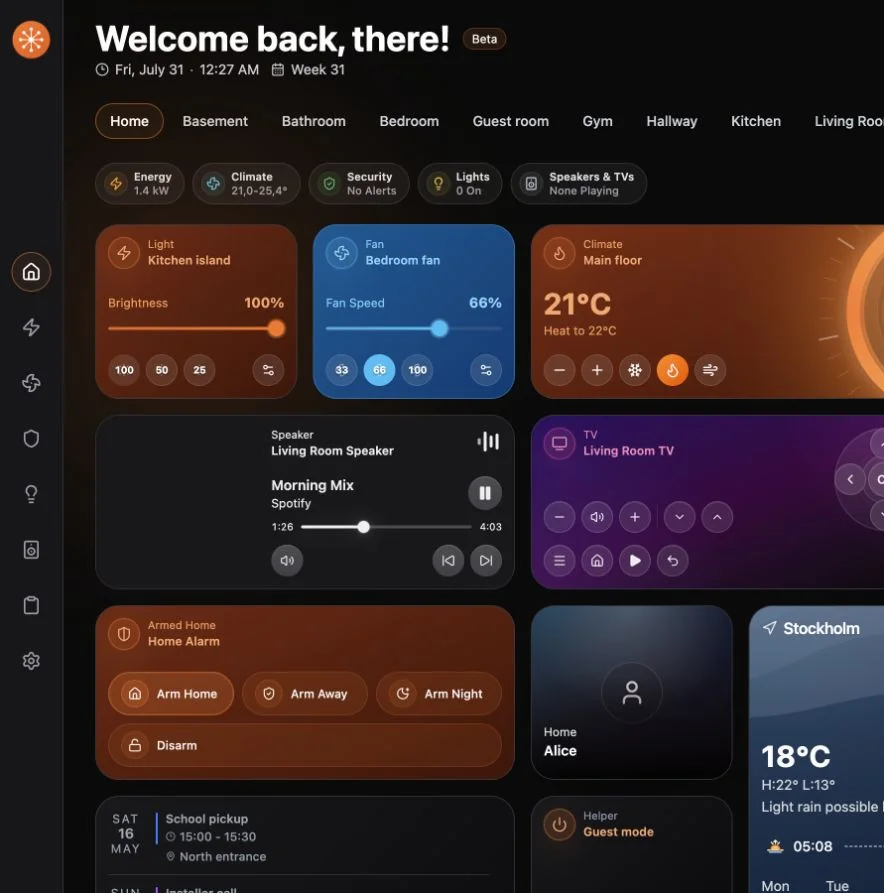 A pack preview beside the applied Home result.